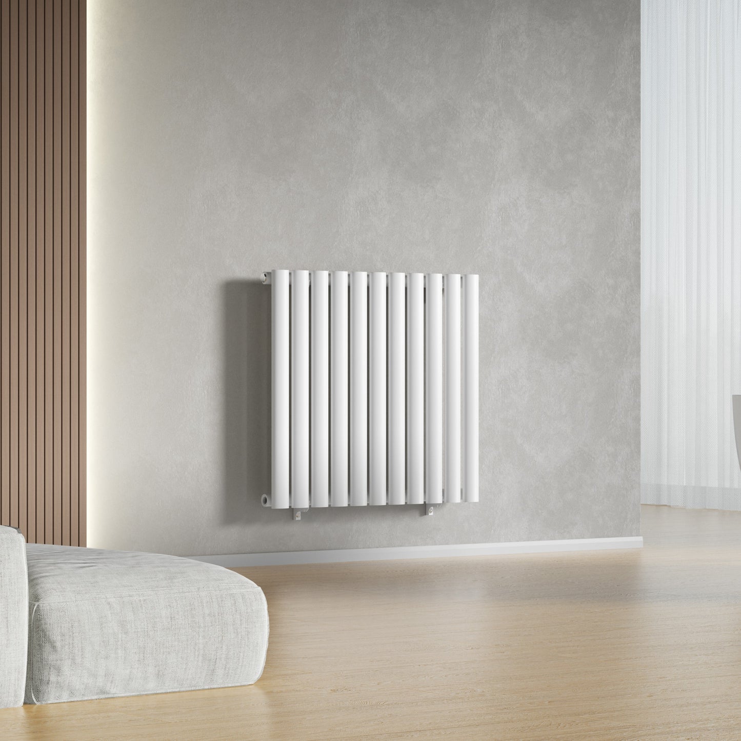 660mm x 600mm White Designer Horizontal Single Column Radiator, 1535 BTU