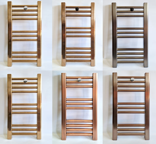 300mm x 600mm Stock Clearance Collection Gold & Bronze & Silver Towel Rail Radiators