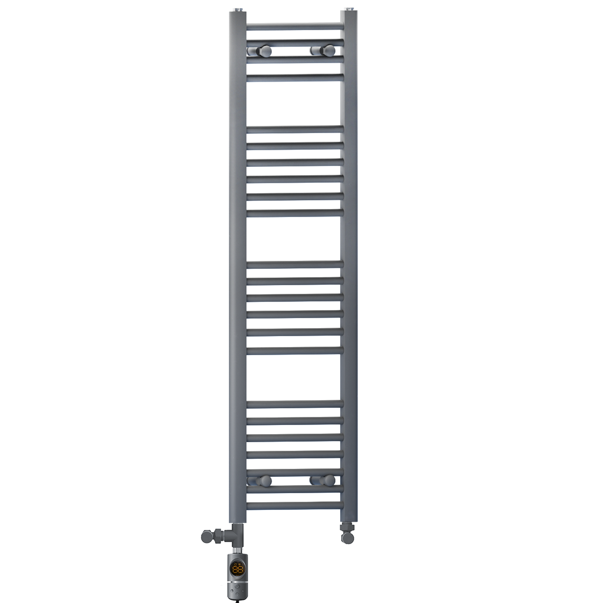 300mm x 1200mm Anthracite Grey Dual Fuel Heated Towel Rail | Flat Ladder