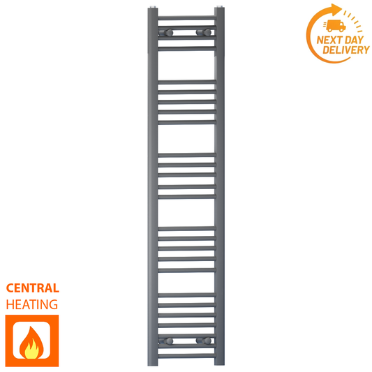 300mm Wide - 1400mm High Anthracite Grey Heated Towel Rail Radiator