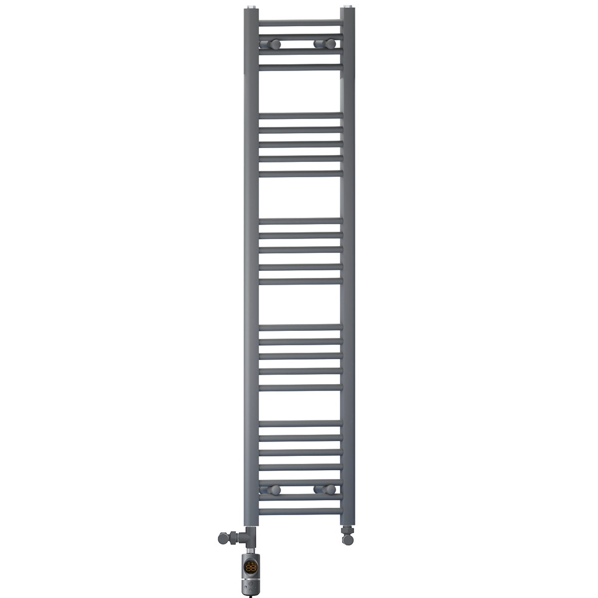 300mm x 1400mm Anthracite Grey Dual Fuel Heated Towel Rail | Flat Ladder