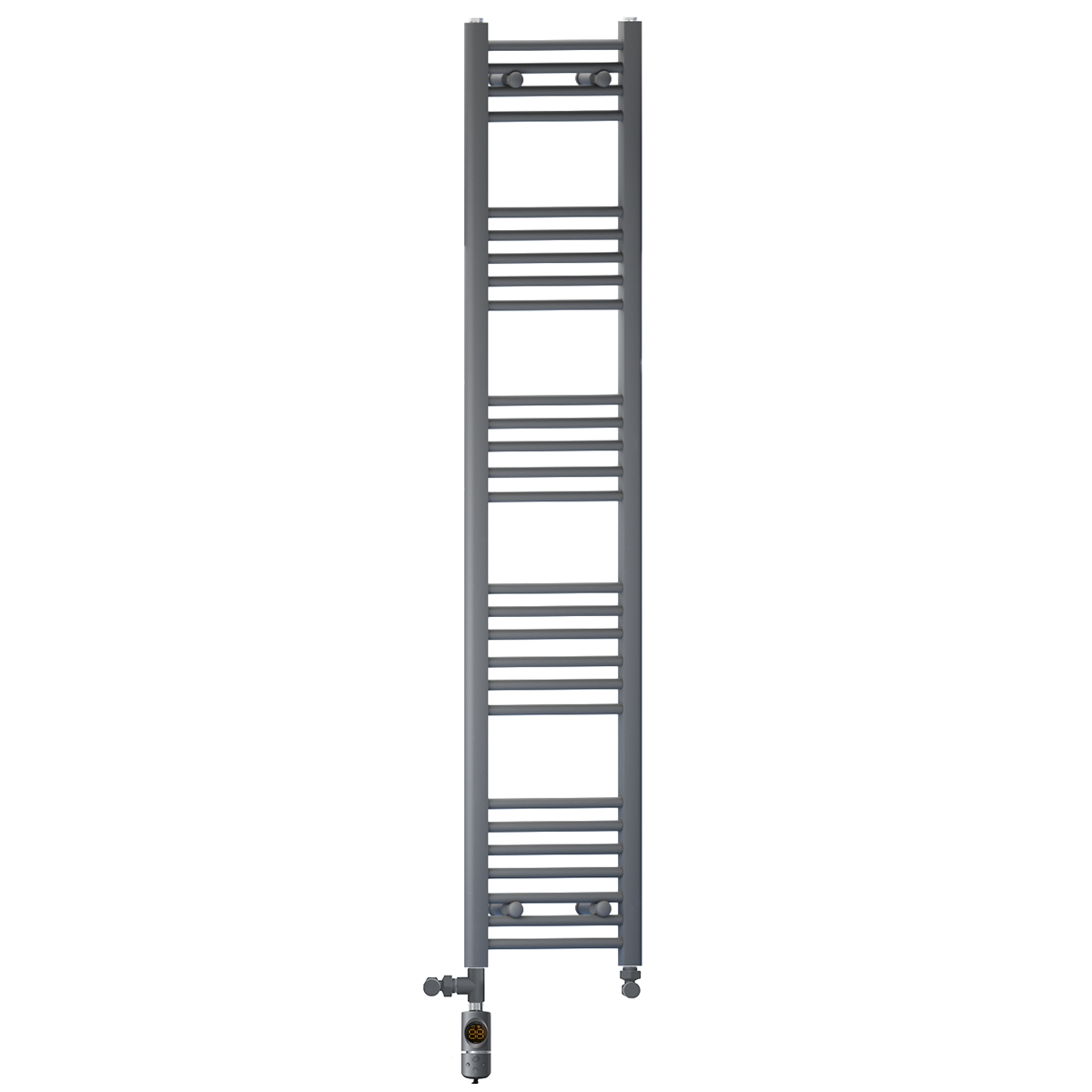 300mm x 1600mm Anthracite Grey Dual Fuel Heated Towel Rail | Flat Ladder