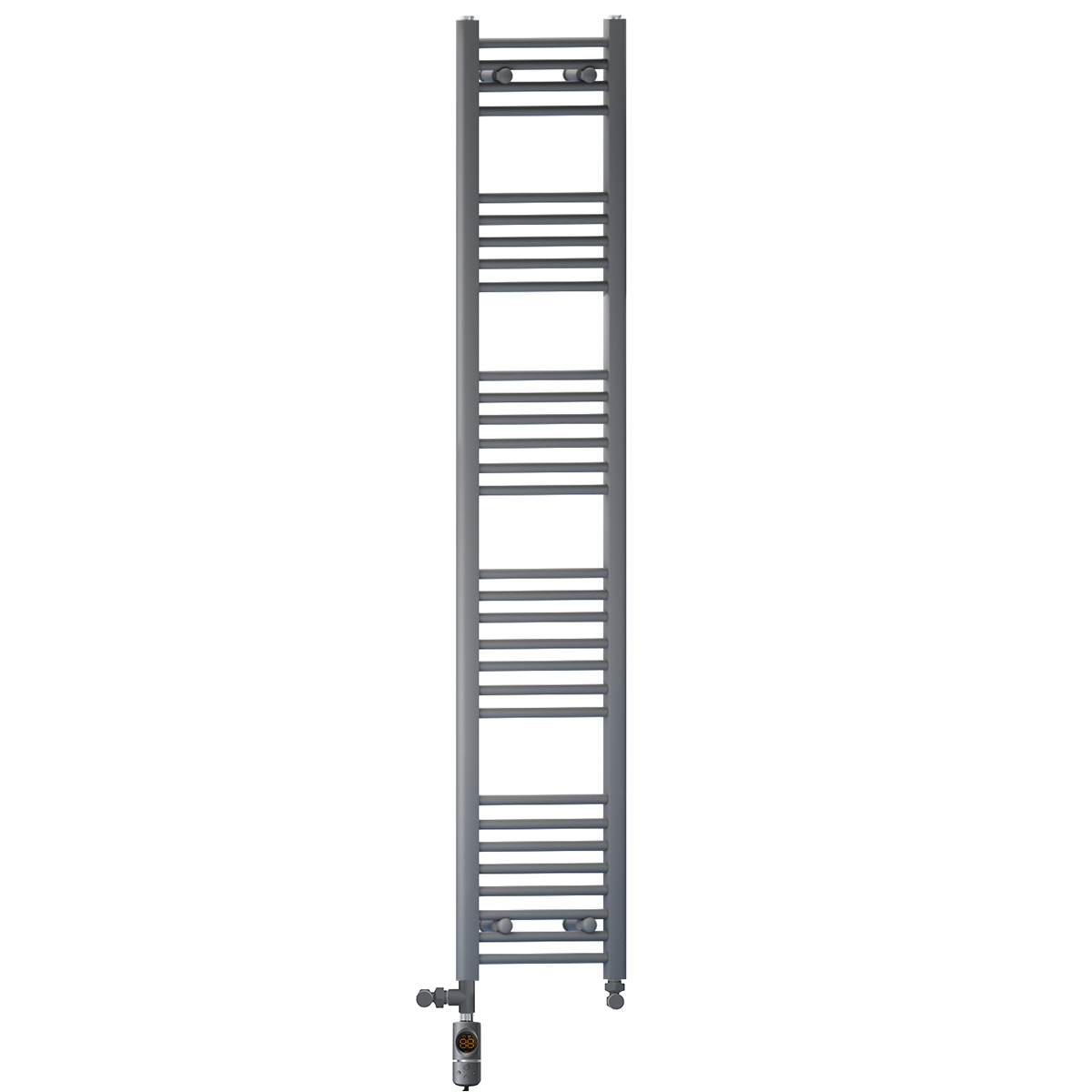 300mm x 1700mm Anthracite Grey Dual Fuel Heated Towel Rail | Flat Ladder