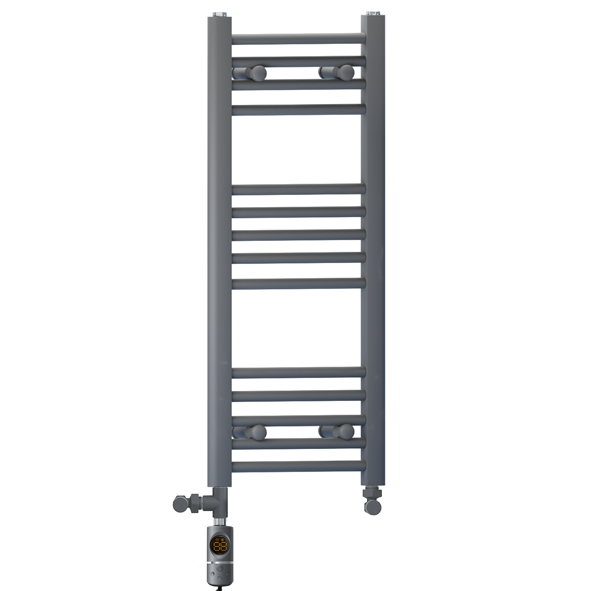 300mm x 800mm Anthracite Grey Dual Fuel Heated Towel Rail | Flat Ladder