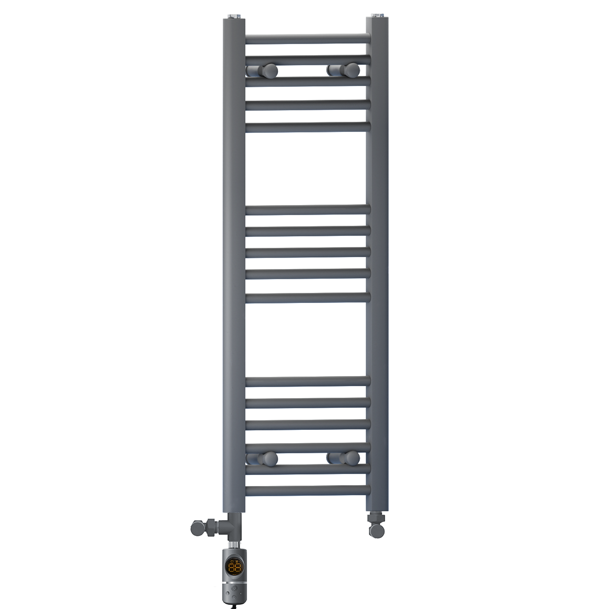 300mm x 900mm Anthracite Grey Dual Fuel Heated Towel Rail | Flat Ladder