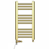 Dual Fuel 300 x 600mm Shiny Gold Heated Towel Rail Radiator- (incl. Valves + Electric Heating Kit)