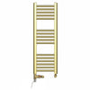 Dual Fuel 300 x 900mm Shiny Gold Heated Towel Rail Radiator- (incl. Valves + Electric Heating Kit)