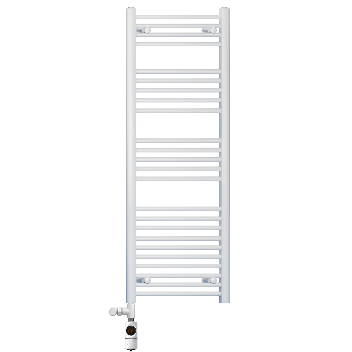 400mm x 1400mm White Heated Towel Rail Radiator | Dual Fuel 19mm Tube