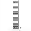 350mm Wide - 1800mm High Flat Black Electric Heated Towel Rail Radiator