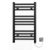 300mm Wide - 600mm High Flat Black Electric Heated Towel Rail Radiator