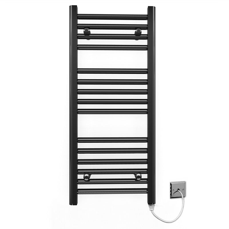 300mm Wide 800mm High Flat Black Electric Heated Towel Rail Radiator Myhomeware