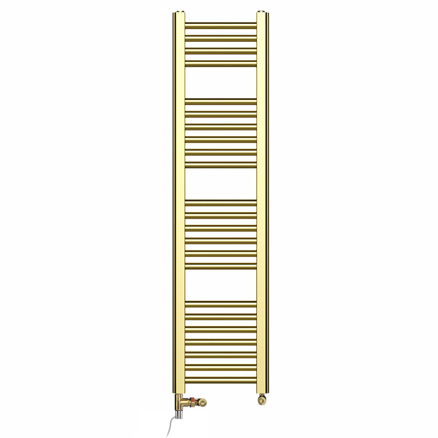 400mm x 1200mm Dual Fuel Shiny Gold Heated Towel Rail Radiator Myhomeware