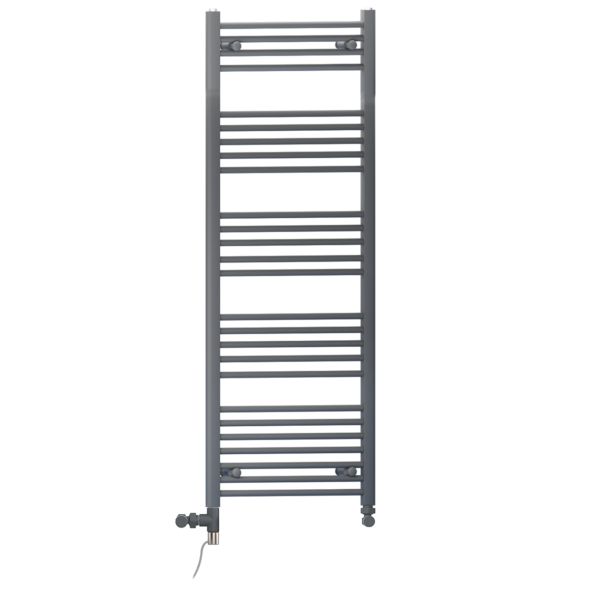 Dual Fuel 450 x 1400mm Straight Anthracite Grey Heated Towel Rail Valves Electric Heating Kit)