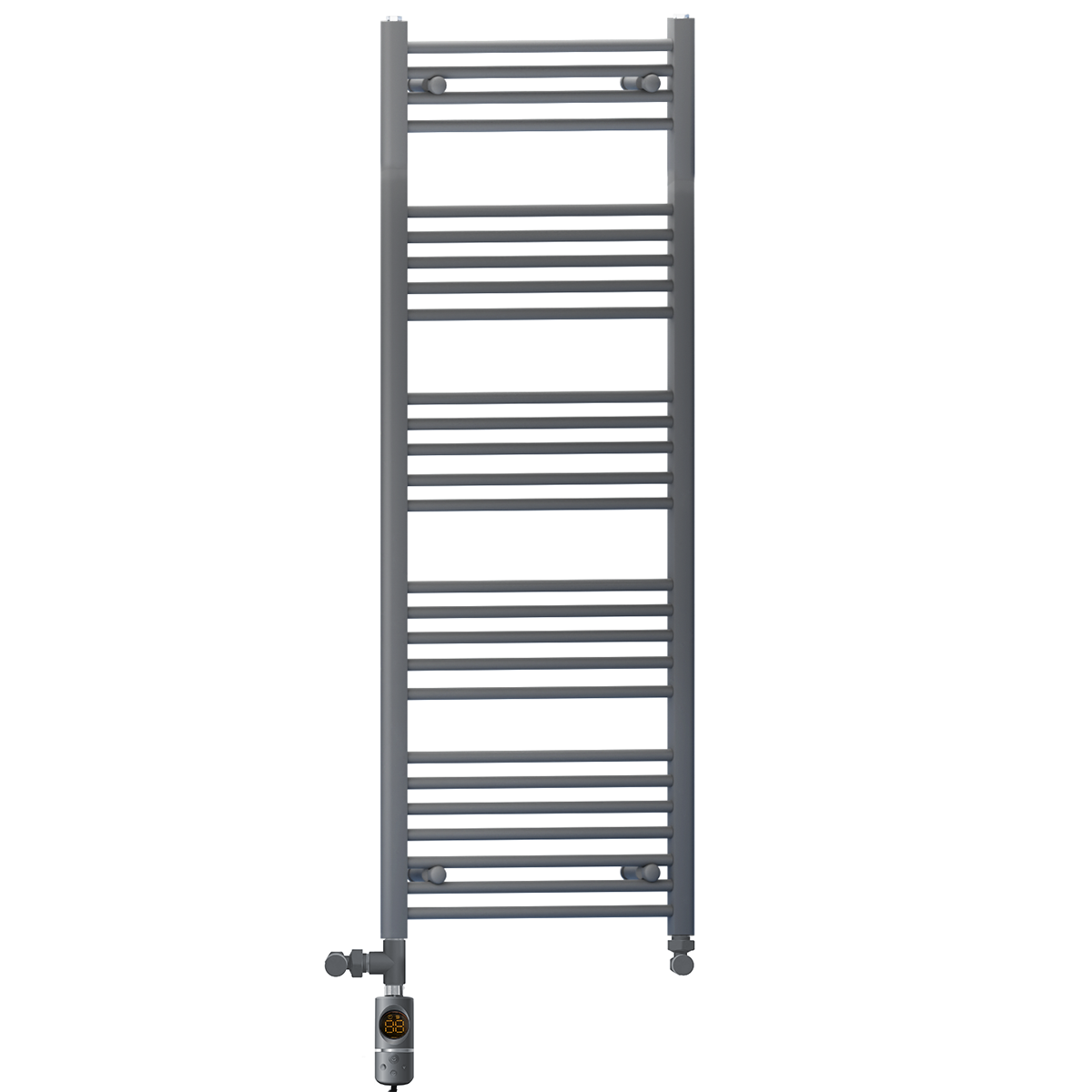 500mm x 1400mm Anthracite Grey Dual Fuel Heated Towel Rail | Flat Ladder