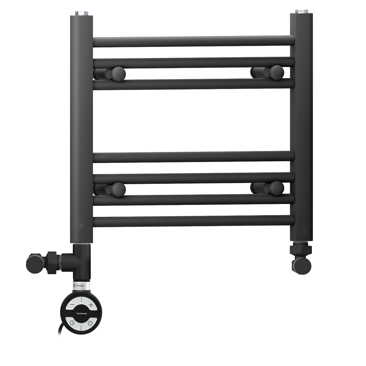 600mm x 400mm Matt Black Dual Fuel Heated Towel Rail | Flat Ladder