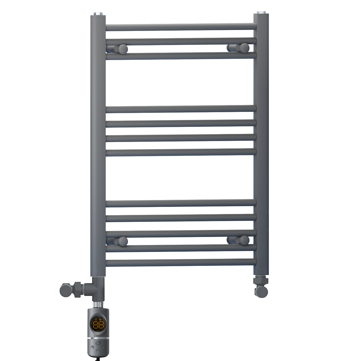 550mm x 700mm Anthracite Grey Dual Fuel Heated Towel Rail | Flat Ladder