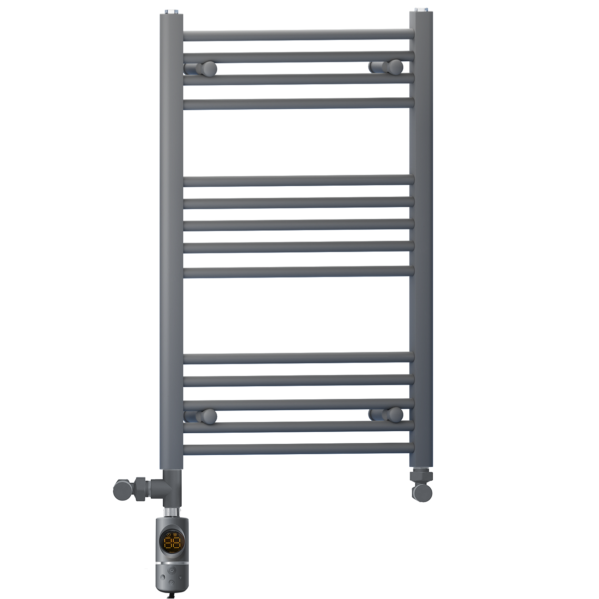 550mm x 800mm Anthracite Grey Dual Fuel Heated Towel Rail | Flat Ladder