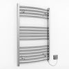 Radiateur sèche-serviettes électrique chromé incurvé de 400 mm de large et 800 mm de haut