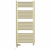 Dual Fuel 500 x 1200mm Shiny Gold Heated Towel Rail Radiator- (incl. Valves + Electric Heating Kit)