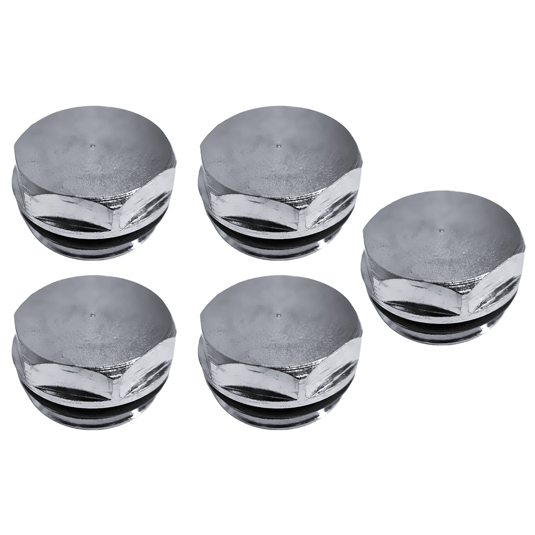Chrome Radiator Blanking Plug 1/2" BSP 15mm Manual Air Vent Valve (1, 2, 5, 10 Pack)