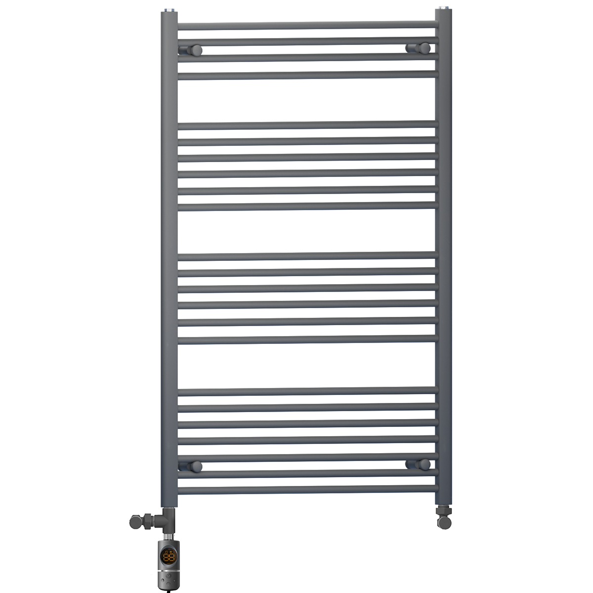 700mm x 1200mm Anthracite Grey Dual Fuel Heated Towel Rail | Flat Ladder