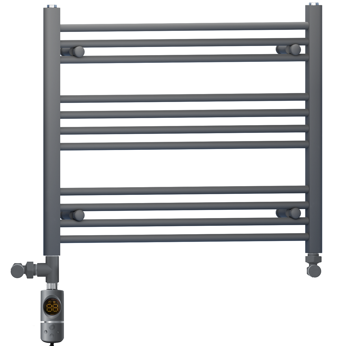 900mm x 600mm Anthracite Grey Dual Fuel Heated Towel Rail | Flat Ladder