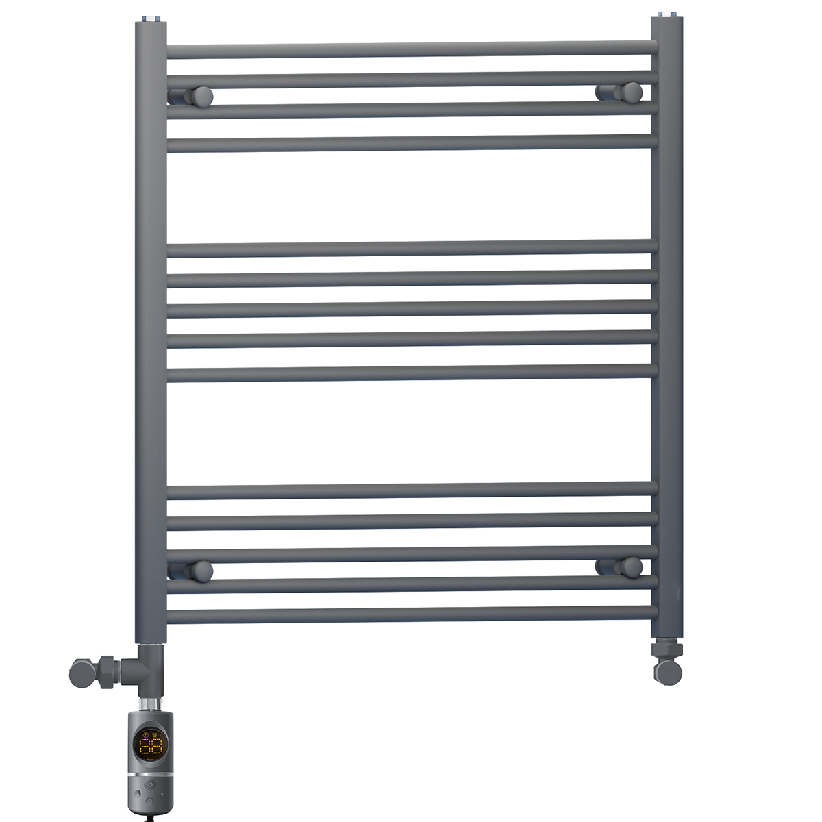 700mm x 800mm Anthracite Grey Dual Fuel Heated Towel Rail | Flat Ladder