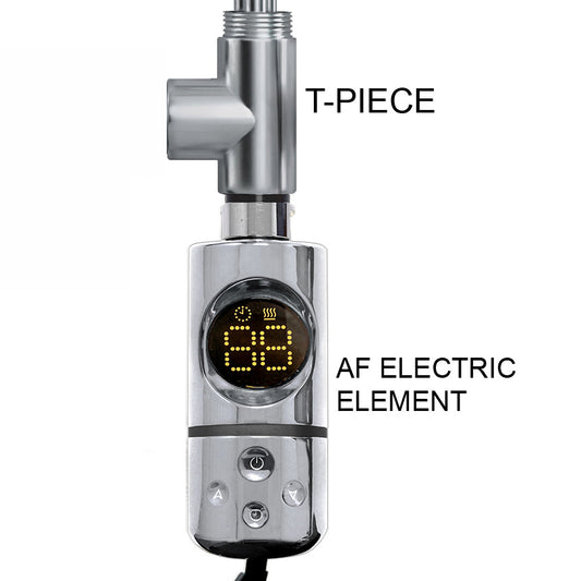 Élément chauffant électrique à immersion type AF en T + sèche-serviettes thermostatique chromé