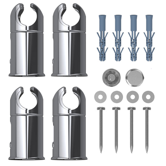 Chrome Clamp Brackets for Towel Rail Radiators Flat/Curved (19mm, 22mm, 25mm)