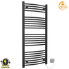 Radiateur sèche-serviettes électrique incurvé noir de 400 mm de large et 1 200 mm de haut