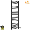 Radiateur sèche-serviettes électrique incurvé noir de 400 mm de large et 1800 mm de haut
