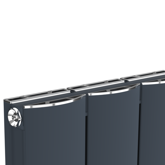 Vertical Aluminium Radiator 1800 x 407mm – Anthracite Grey Double Panel – Model Diva