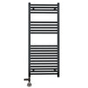 600 x 1200mm Dual Fuel Flat Black Electric Heated Towel Rail Radiator 25mm Tube