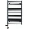 500 x 800mm Dual Fuel Flat Black Electric Heated Towel Rail Radiator 25mm Tube