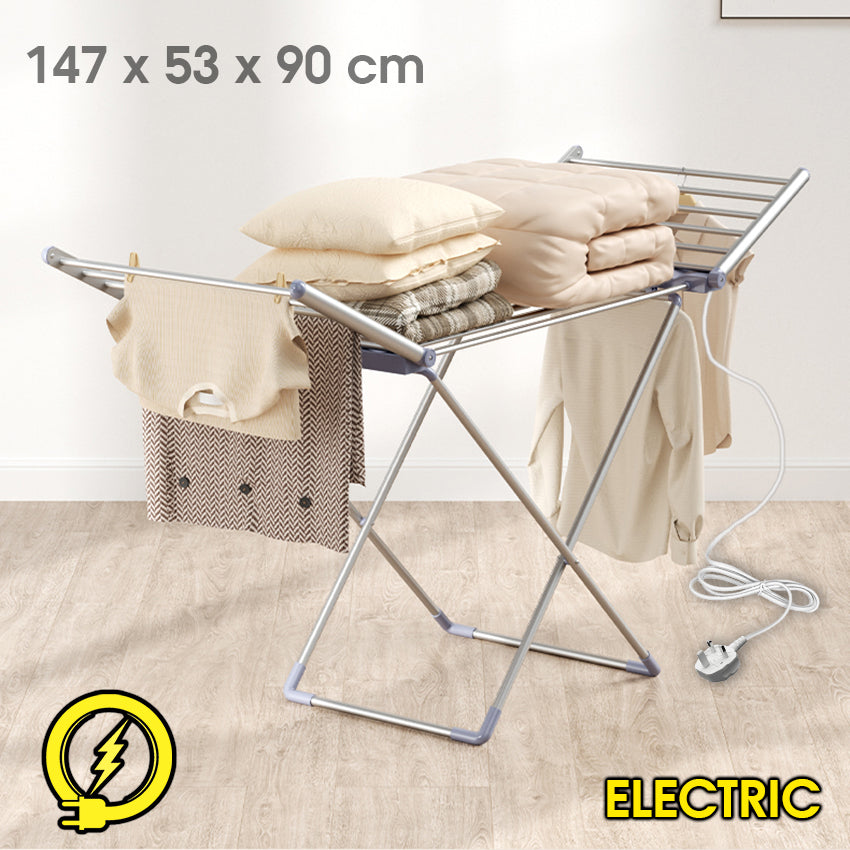 Electric Winged Airer Foldable Laundry Clothes Dryer Indoor Heated