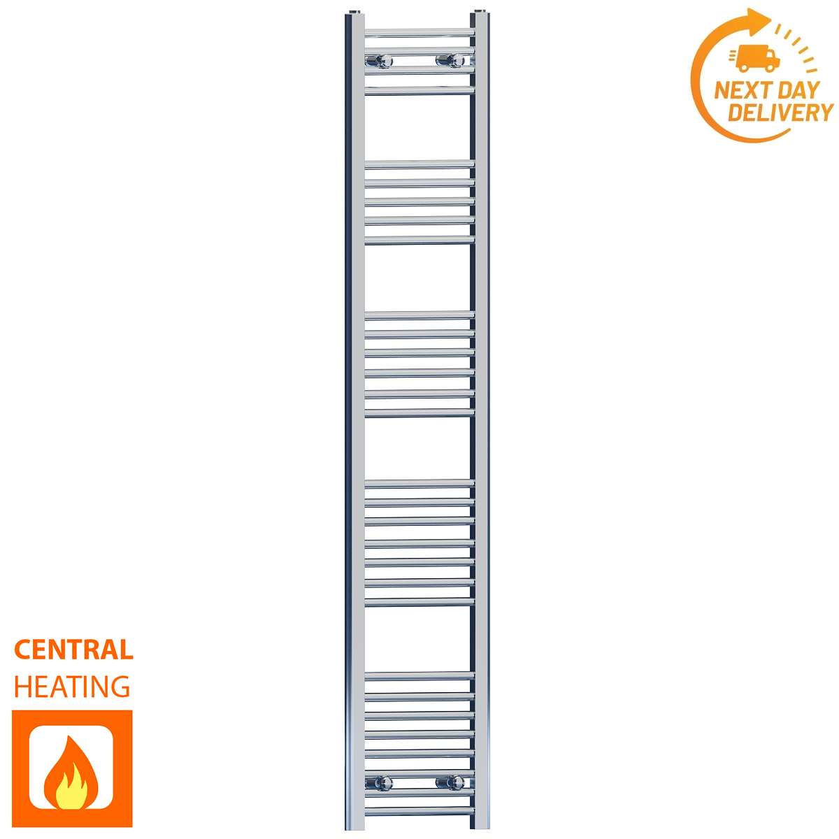 350mm Wide 1700mm High Flat Chrome Heated Towel Rail Radiator