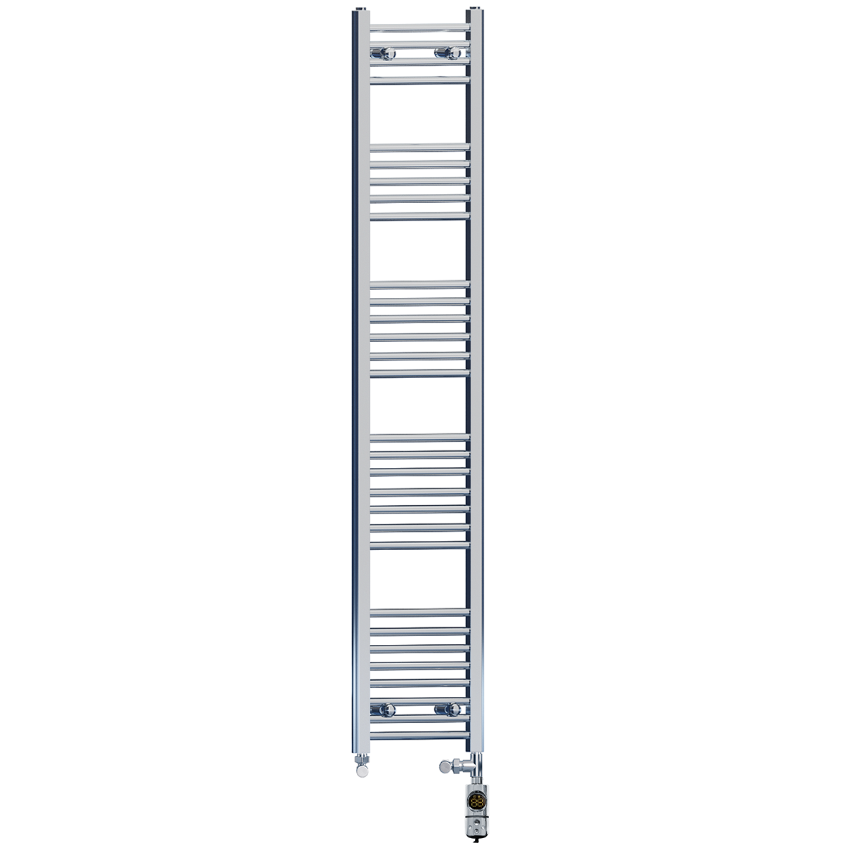 300mm x 1700mm Chrome Dual Fuel Heated Towel Rail | Flat Ladder