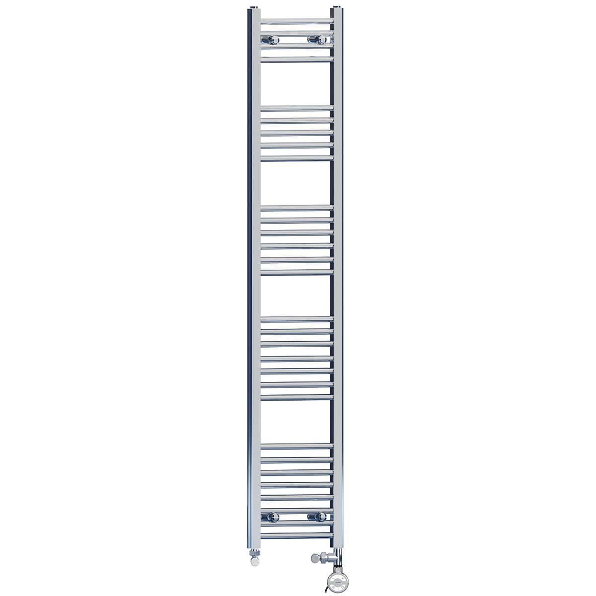 300mm x 1700mm Chrome Dual Fuel Heated Towel Rail | Flat Ladder