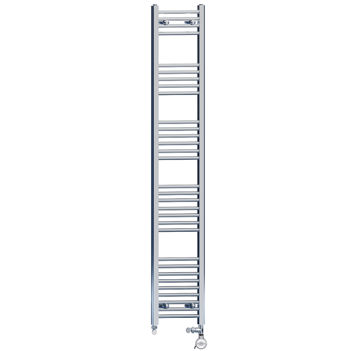 300mm x 1800mm Chrome Dual Fuel Heated Towel Rail | Flat Ladder