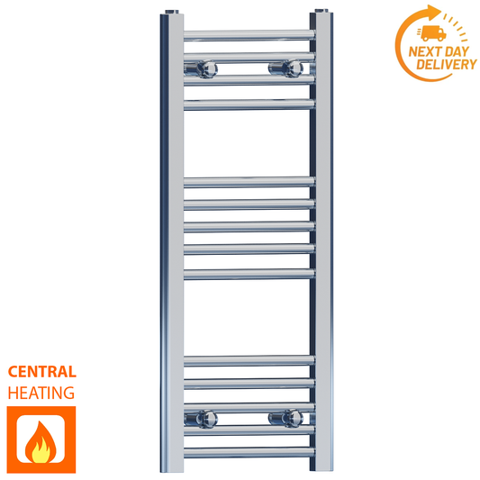 350mm Wide - 800mm High Flat Chrome Heated Towel Rail Radiator