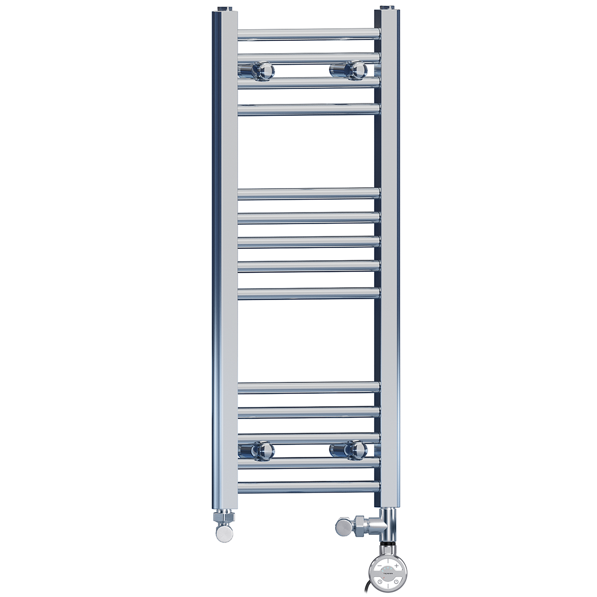 350mm x 800mm Chrome Dual Fuel Heated Towel Rail | Flat Ladder
