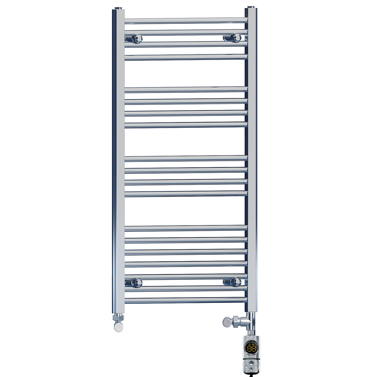 600mm x 1000mm Chrome Dual Fuel Heated Towel Rail | Flat Ladder