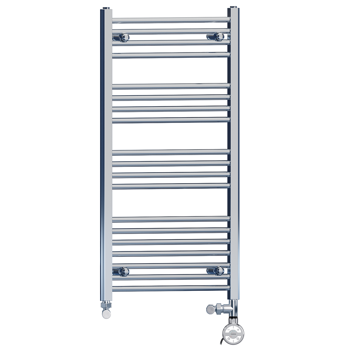 550mm x 1000mm Chrome Dual Fuel Heated Towel Rail | Flat Ladder
