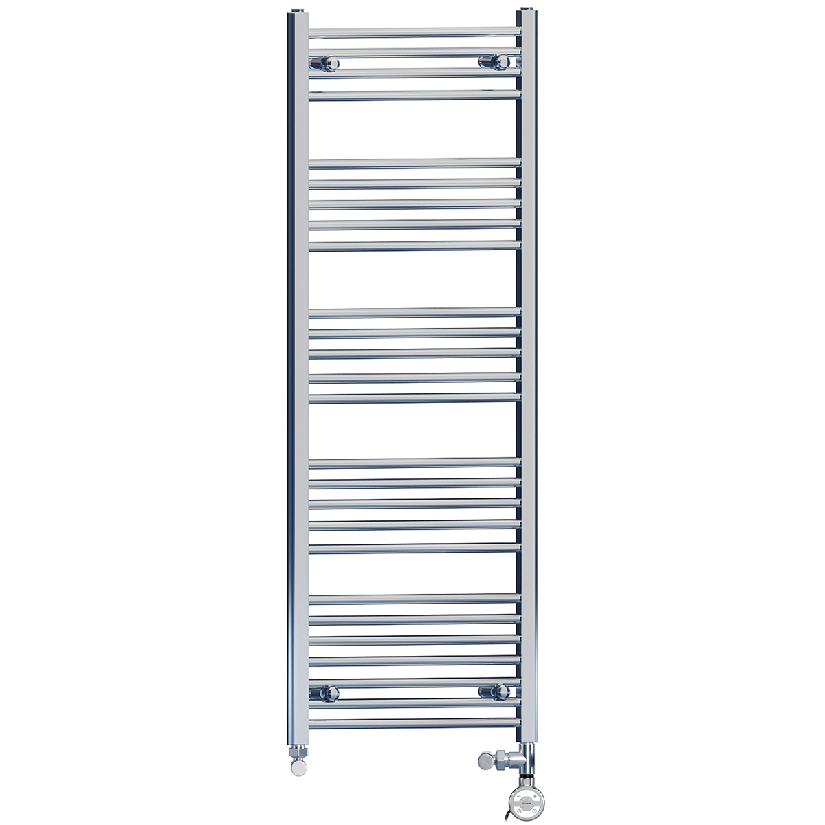 450mm x 1400mm Chrome Dual Fuel Heated Towel Rail | Flat Ladder