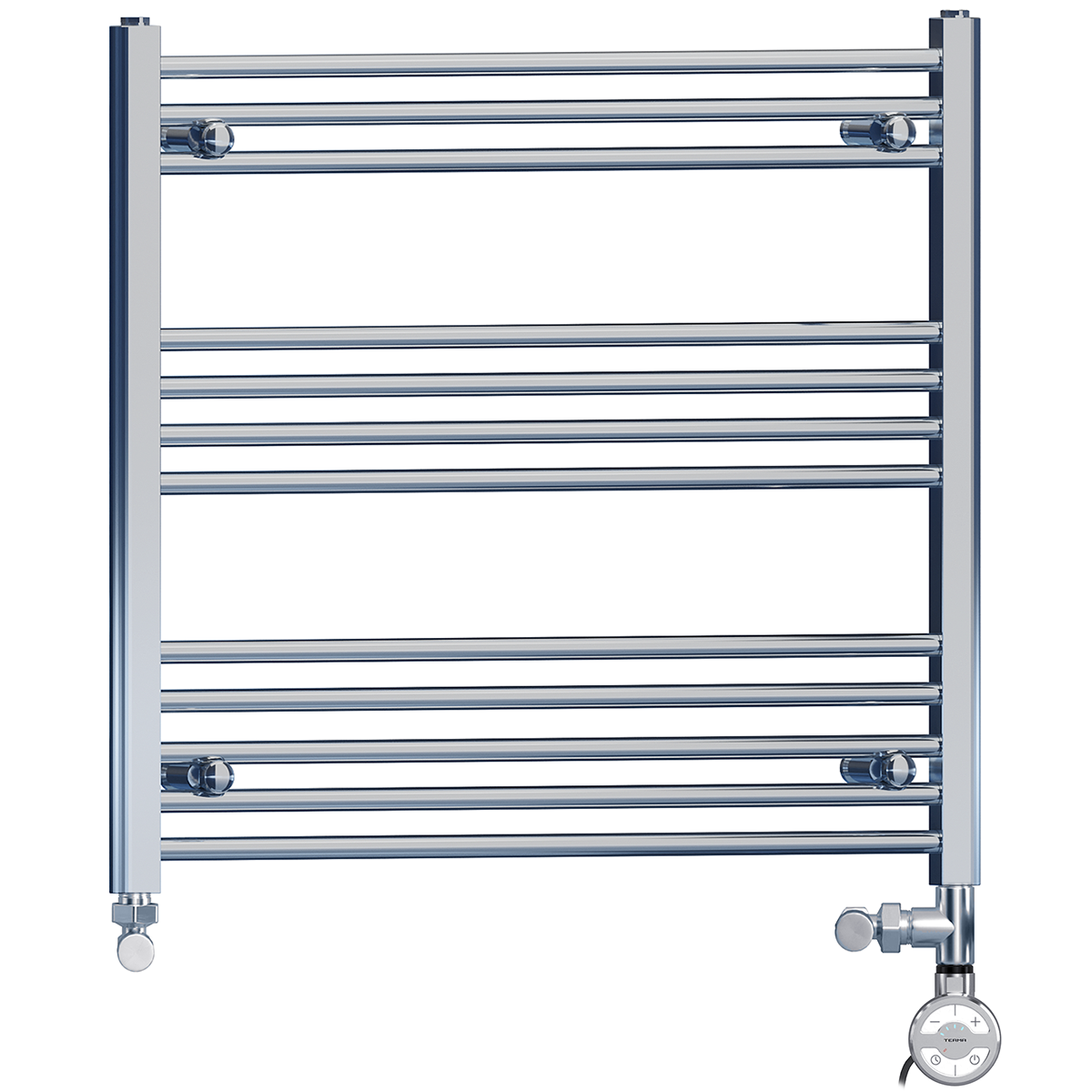 900mm x 700mm Chrome Dual Fuel Heated Towel Rail | Flat Ladder