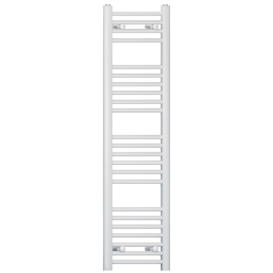 300mm Wide - 1200mm High Flat White Heated Towel Rail Radiator
