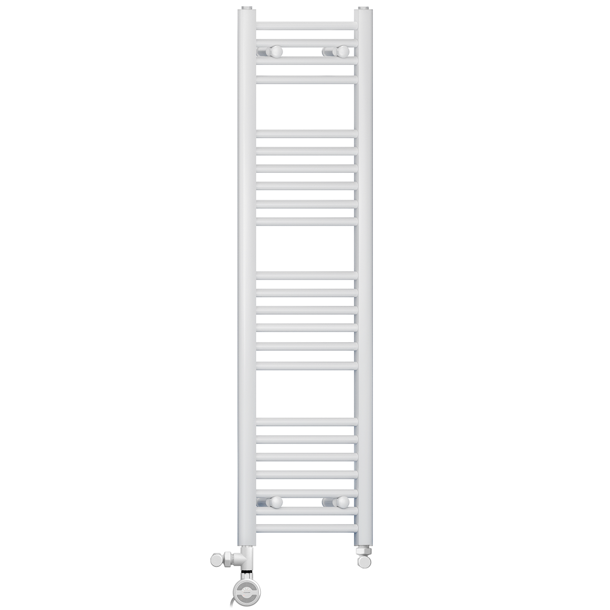 300mm x 1200mm White Dual Fuel Heated Towel Rail | Flat Ladder