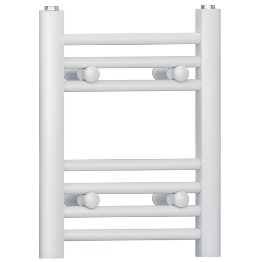 300mm Wide - 400mm High Flat White Heated Towel Rail Radiator