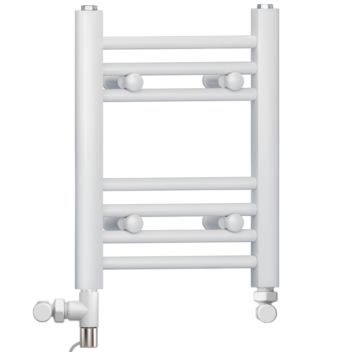 Dual Fuel 300 x 400mm Straight White Heated Towel Rail (incl
