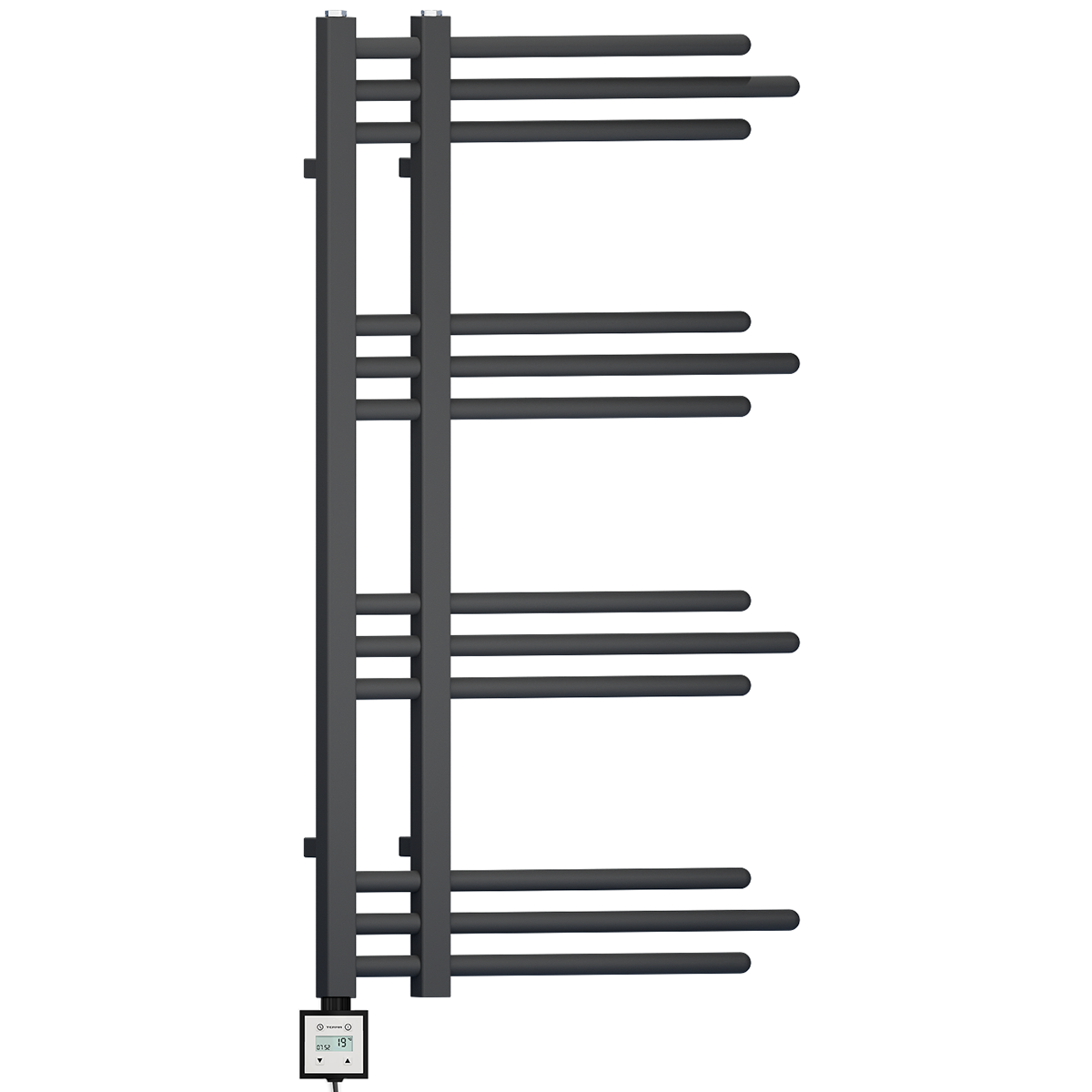 500 x 900mm Sydney Black Electric Heated Towel Rail Radiator Flat Ladder Pre Filled Bathroom Heater